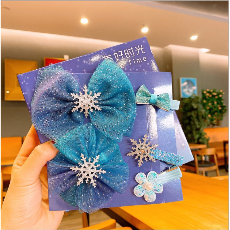 Set 3 kẹp tóc hình Elsa cực dễ thương - Kẹp tóc cho bé - Phong cách Hàn Quốc