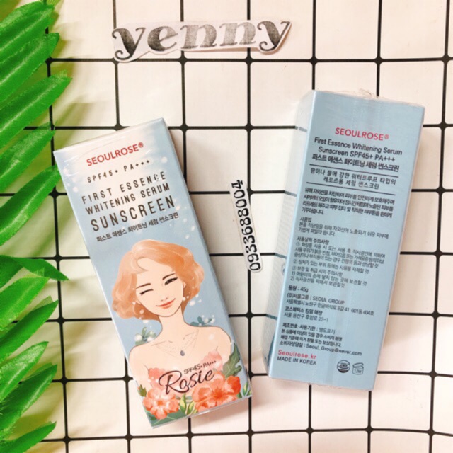 Kem Chống Nắng Seoulrose Rosie First Essence Whitening Serum Sunscreen SPF45