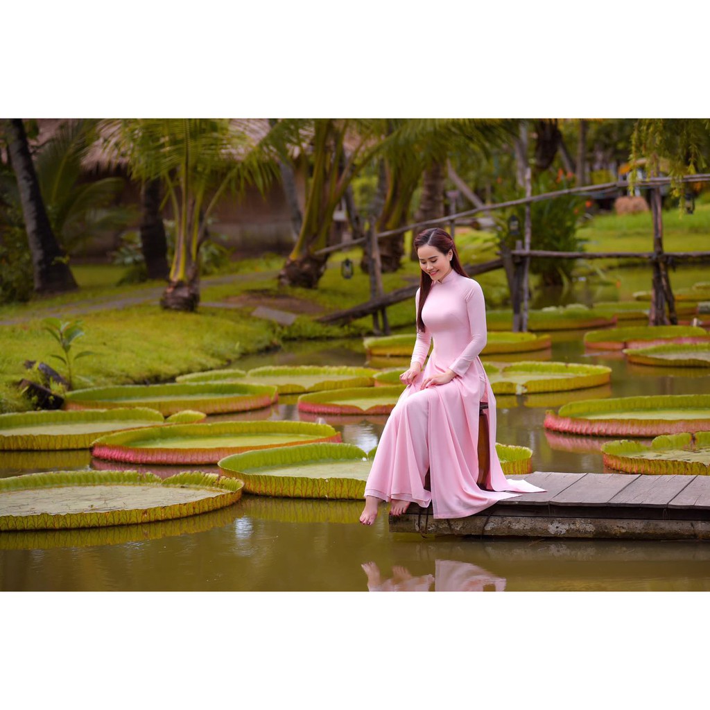 Áo Dài 4 Tà - Màu Hồng Phấn - Chất Liệu Chiffon Cao Cấp - Hỗ Trợ 1 Đổi 1 - Hàng Đủ Size