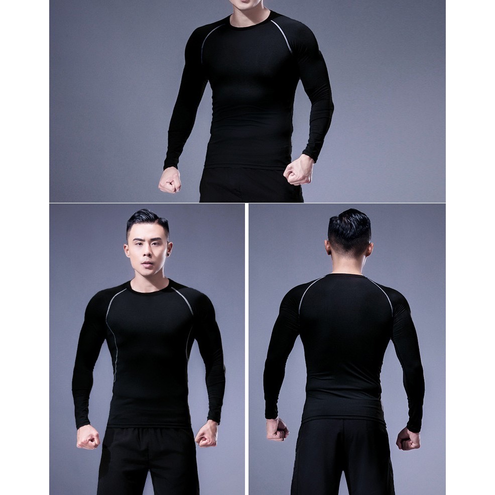 Áo giữ nhiệt nam dài tay đá bóng áo tập gym nam Tobata A01