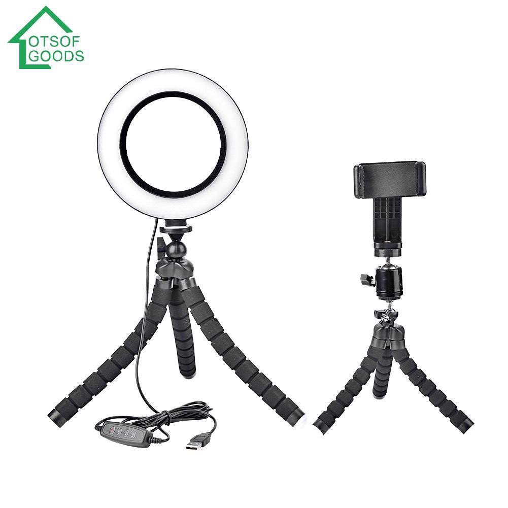 56 LED Dimmable Selfie Ring Light Photo Video Live Lamp with Phone Holder