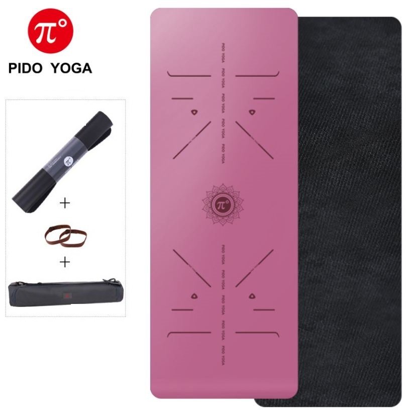 Thảm Tập Yoga Định Tuyến Pido Cao Su Nặng 3kg Dày 5mm Nhập Khẩu + Kèm Túi Và Dây Buộc