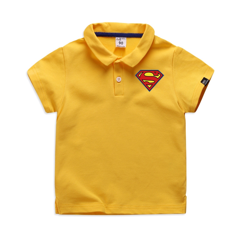 Áo thun polo ngắn tay in họa tiết siêu anh hùng dành cho các bé