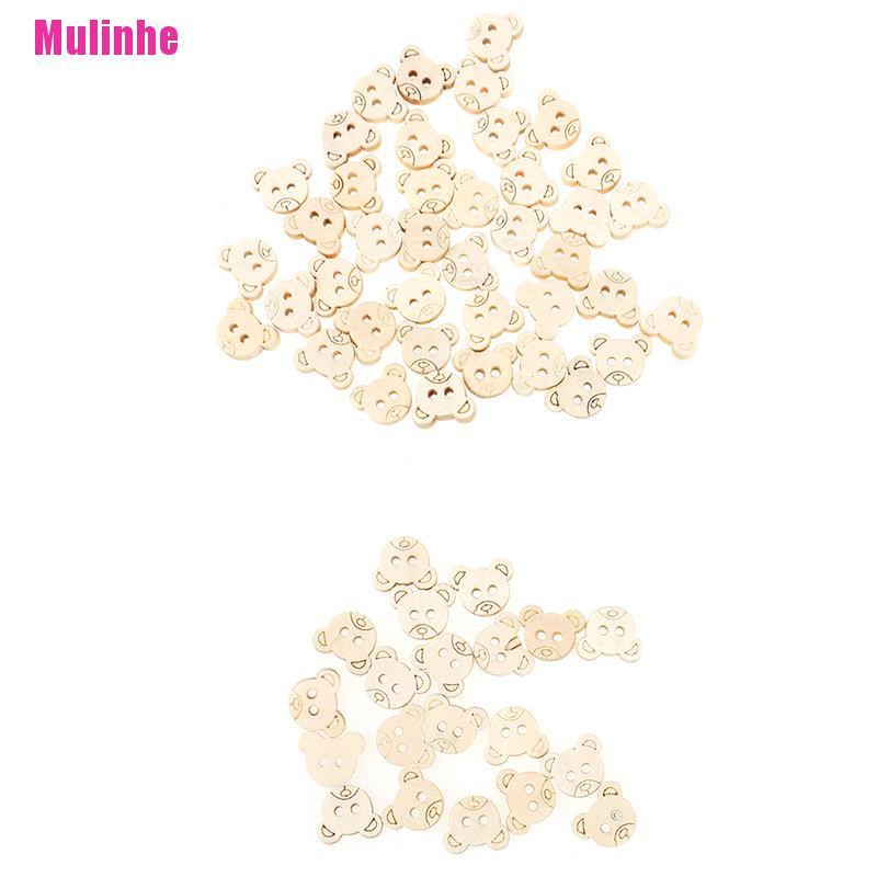 Set 20 Nút Gỗ 2 Lỗ Hình Gấu Teddy Dành Cho Trẻ Em