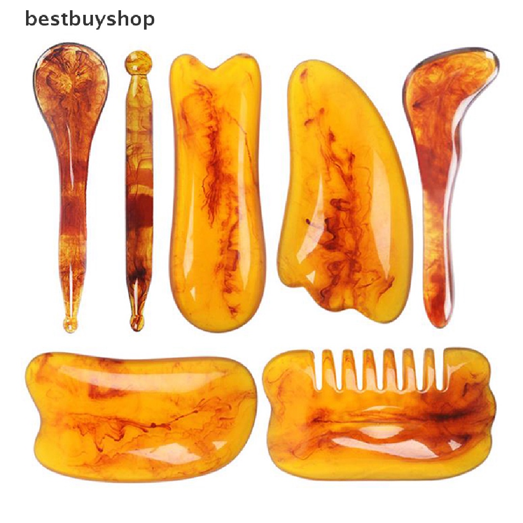Bộ Dụng Cụ Mát Xa Gua Sha Chăm Sóc Sức Khỏe Bằng Nhựa Resin Hổ Phách