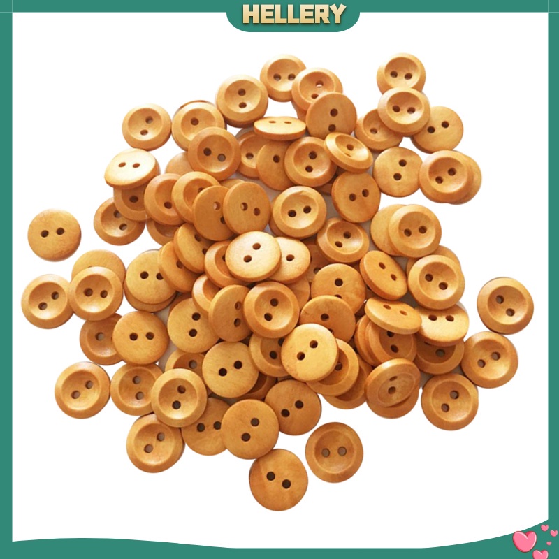 Gói 100 Nút Gỗ Tròn 2 Lỗ 15mm Dành Cho May Vá