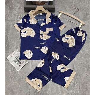 Bộ pijama cộc dài nữ chất liệu lụa mango mềm, mịn, mát