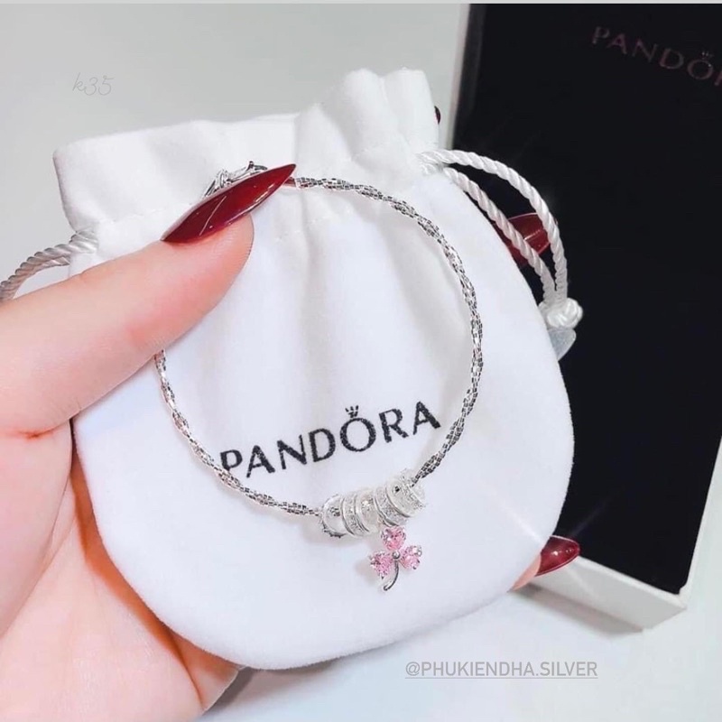 Lắc tay mix charm cỏ 3 lá hồng-PHỤ KIỆN DHA TRANG SỨC BẠC UY TÍN