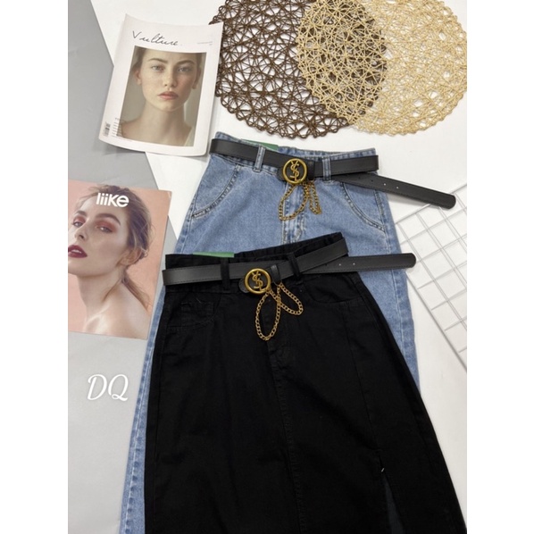 Chân váy Jeans đai Y S L hàng Quảng Châu