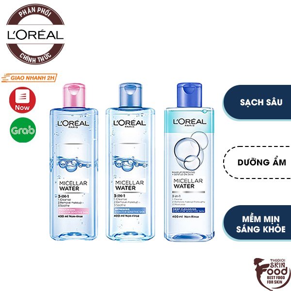 Nước tẩy trang làm sạch, dưỡng ẩm cho mọi loại da L'Oreal 3-in-1 Micellar Water 400ml