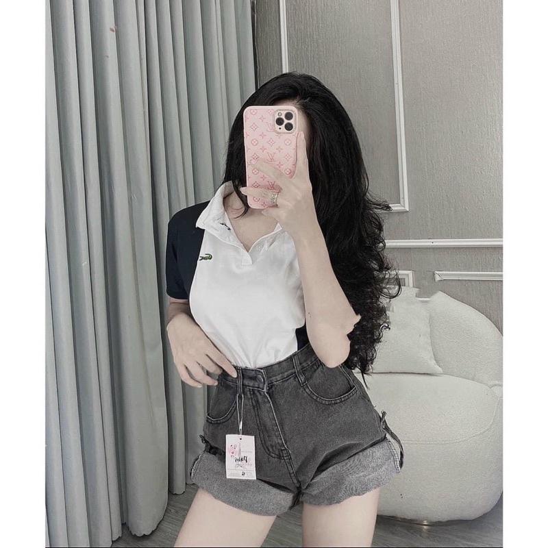 Quần short jean gấp gấu khuy sườn siêu hót