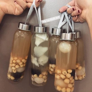 Bình Nước Thủy Tinh, Chai Detox Có Dây Xách 500ml, 300ml ( hỏa tốc)