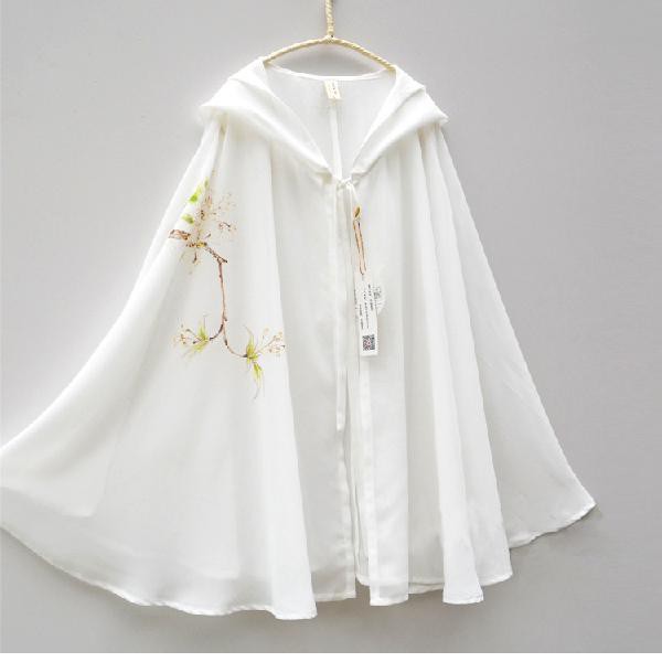 Áo Choàng Chiffon Ngắn Phong Cách Trung Hoa Cổ Điển Cho Nữ ✨ Hoa Hồng Của Baizhuang Hall✨Cửa Hàng Baibai