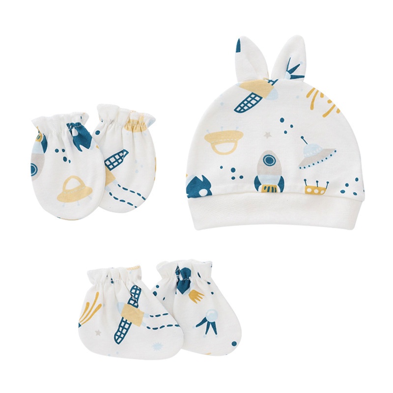 Bộ Găng Tay + Mũ + Vớ Bằng Cotton Mềm Chống Trầy Xước Cho Bé Chụp Ảnh Ban Đêm