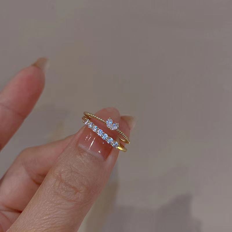 Nhẫn Hở Đính Kim Cương Nhân Tạo Thời Trang Hàn Quốc
