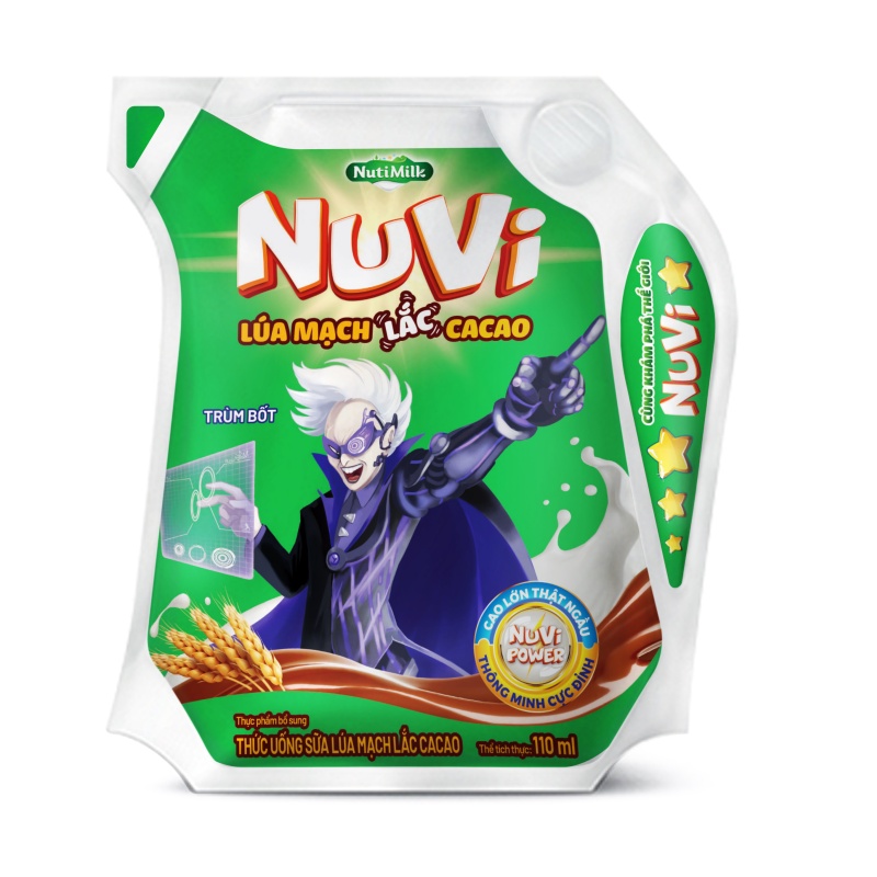 Thùng 24 túi NuVi Sữa Lúa mạch Lắc Cacao túi NuVi Power 110 ml TU.NLLT110YS - Thương Hiệu NUTIFOOD - YOOSOO MALL