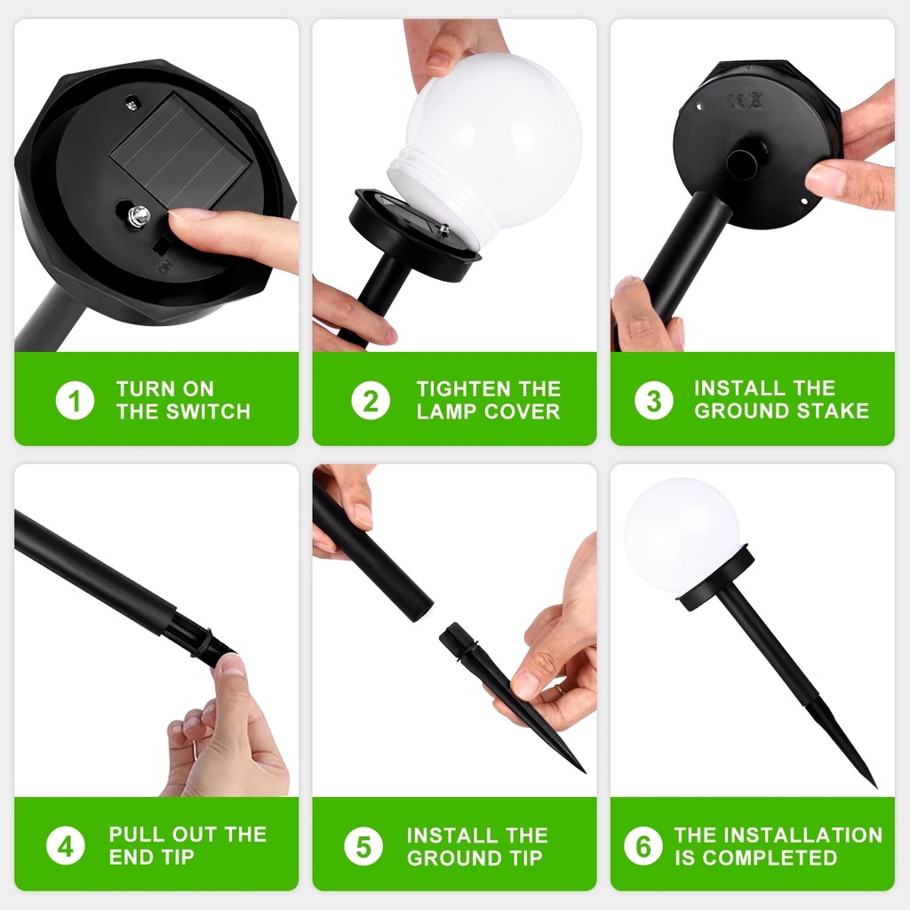 Bóng Đèn LED Tròn Chống Nước Sử Dụng Năng Lượng Mặt Trời Trang Trí Sân Vườn