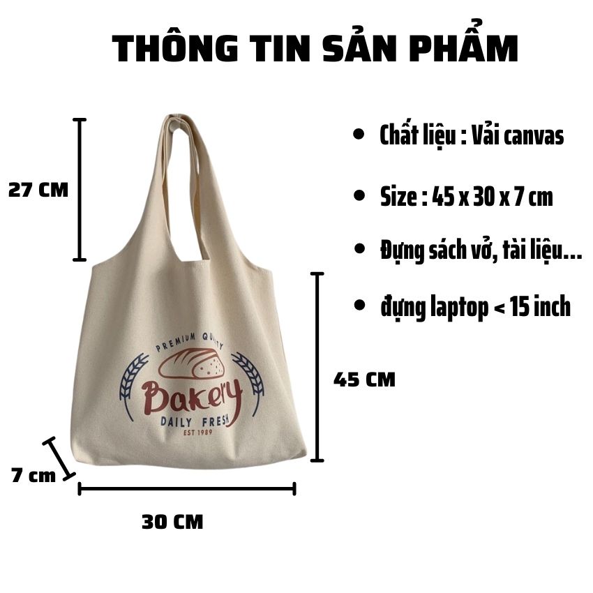 Túi xách vải canvas , túi tote đi học đi làm phong cách Hàn Quốc TAHA