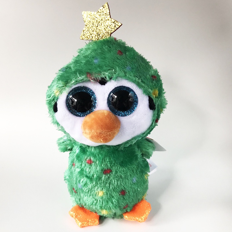 Chim Cánh Cụt Nhồi Bông Màu Xanh Lá Cây 15cm Trang Trí Giáng Sinh Dễ Thương