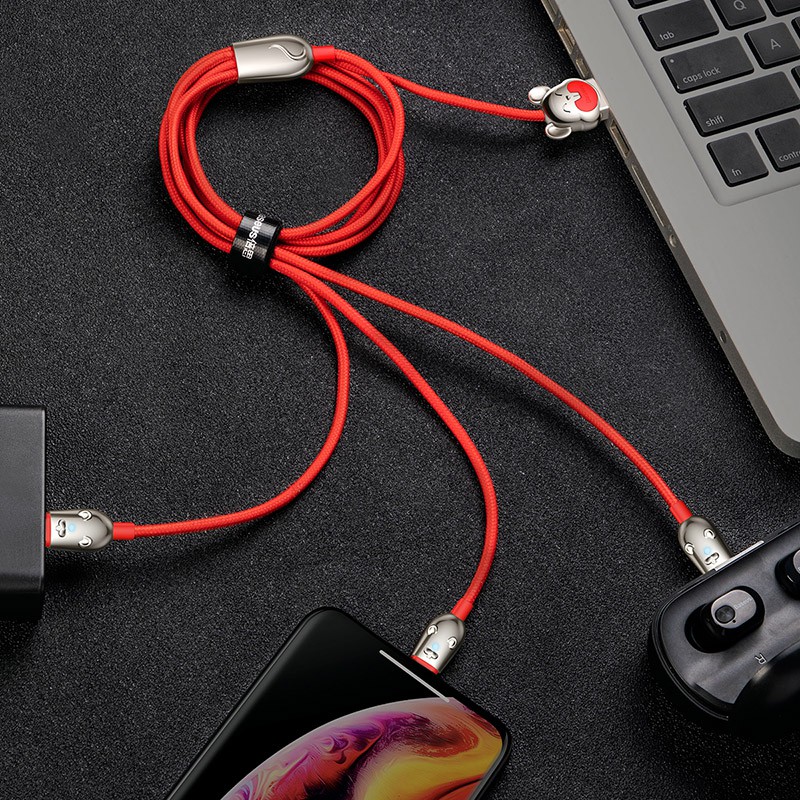 Cáp Sạc Baseus Usb 3 Trong 1 Cho Iphone Xr Xs Max Samsung S10 Huawei