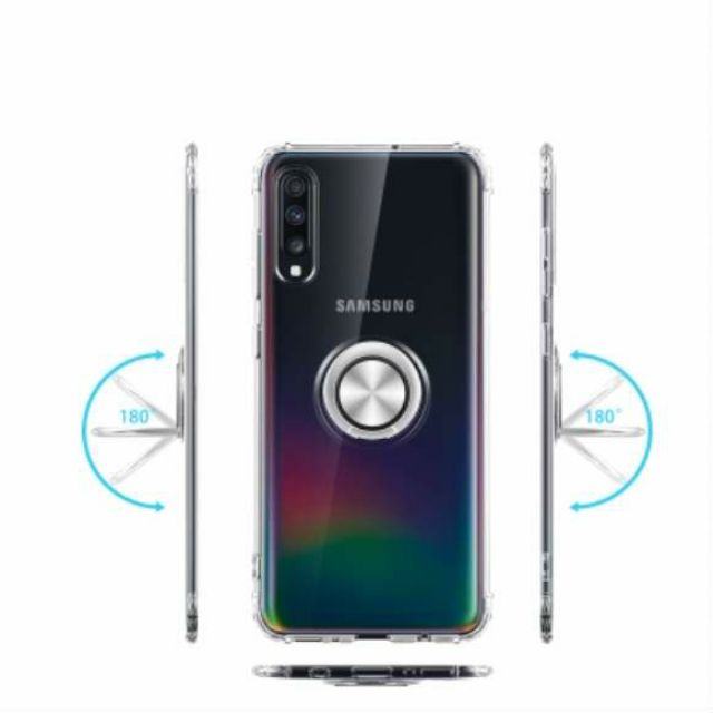 Ốp lưng Samsung Galaxy A70 chống sốc giá đỡ Iring Trong suốt cao cấp