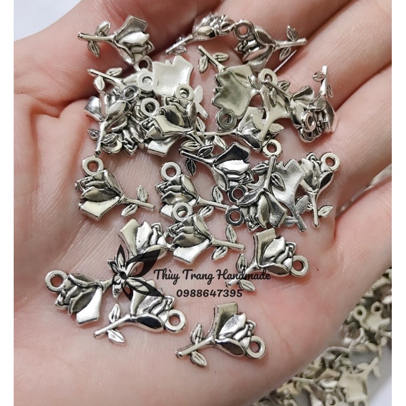 Charm Cành hoa hồng trang trí vòng tay, trang sức handmade