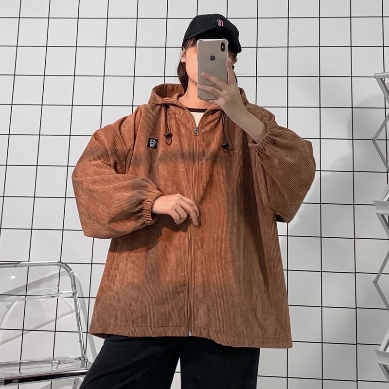Áo khoác Jacket form rộng Nhung Gân COW ulzzang (ẢNH THẬT) | BigBuy360 - bigbuy360.vn