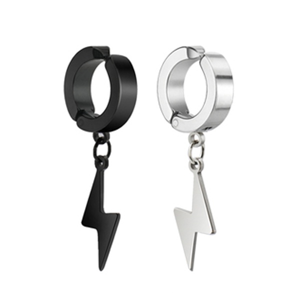 1 mảnh Hợp thời trang Thép Titanium Hợp thời trang Khoá Tai Kẹp Tai Nam Bông Tai Huyền Thoại Tia Chớp Không Có Lỗ Xỏ Tai Kẹp Tai Đeo Tai Nghe Dễ Đeo
