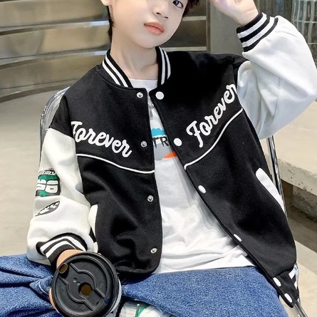 Áo khoác bóng chày BXPB tay dài thời trang mùa thu phong cách Hàn Quốc dành cho bé trai 3-15 - 12 tuổi