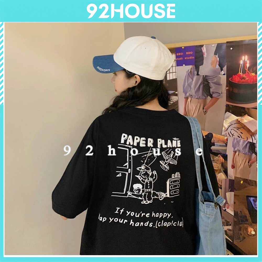 Áo thun unisex in hình cậu bé hạnh phúc form rộng tay lỡ freesize