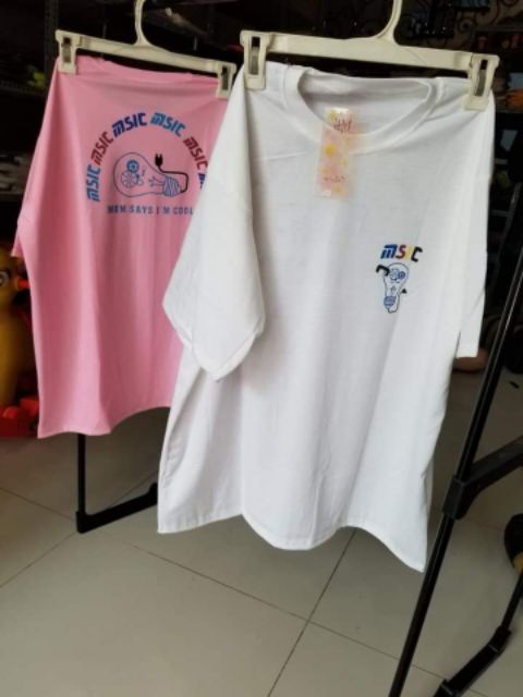 (Ảnh thật)Áo thun unisex in hình bóng đèn hồng/trắng siêu cute