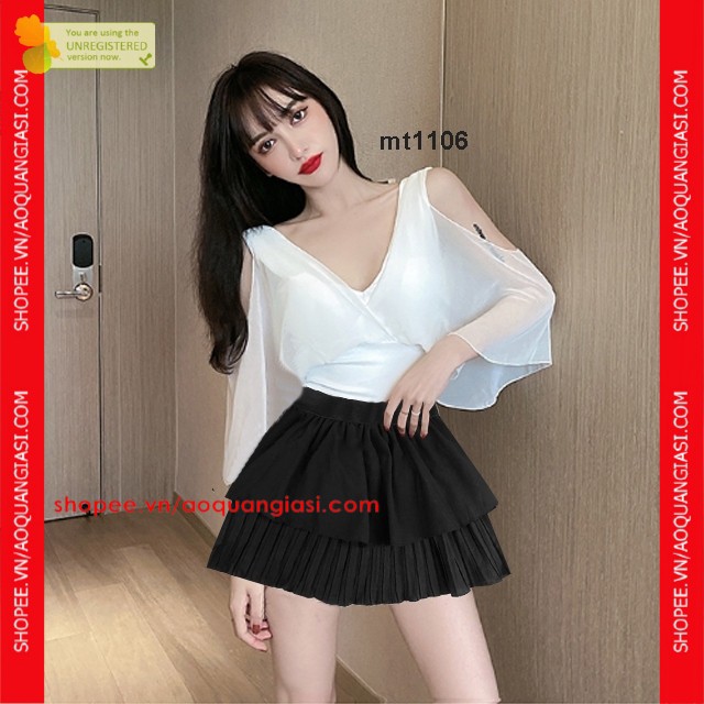 Chân váy nữ xếp li nhí 2 tầng AQGS MT828, mt183, mt280, mt610, mt1087, mt1090, mt1106  rẻ đẹp chuẩn store h | BigBuy360 - bigbuy360.vn