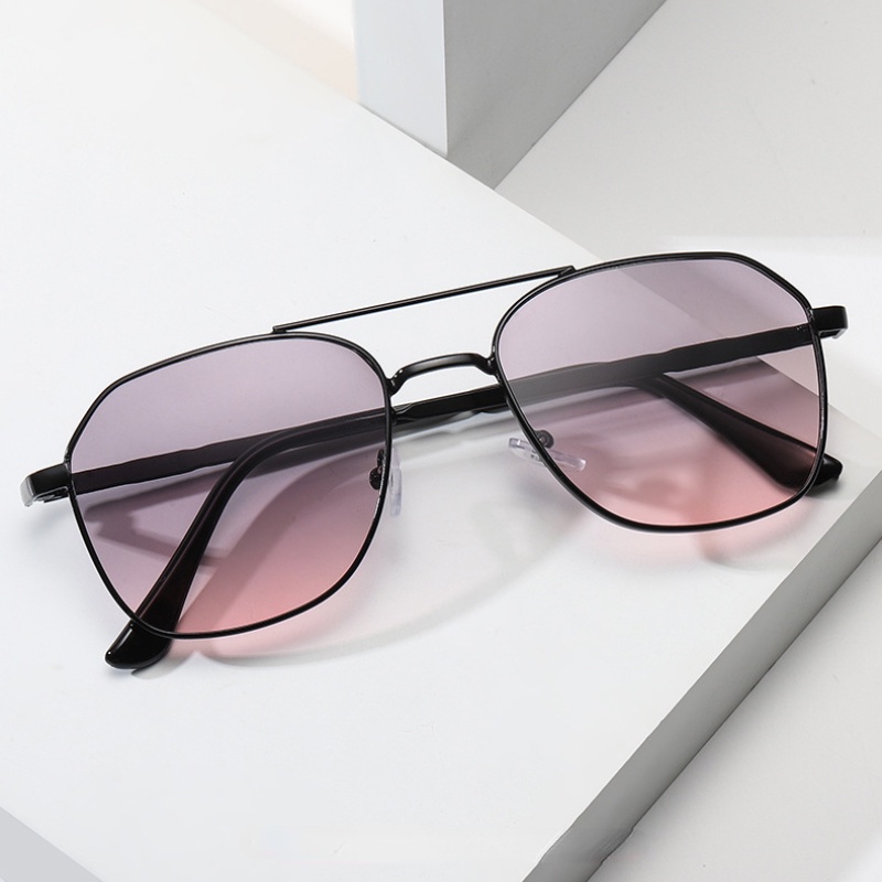 (YUZHU) Kính Mát Thời Trang Phương Tây Gọng Đôi Bằng Kim Loại Phong Cách Retro Hàng Không Dành Cho Nam Và Nữ