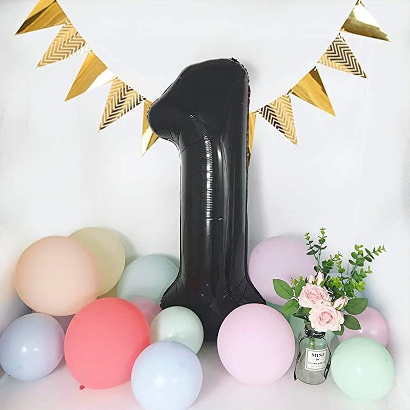 Bong Bóng Lá Nhôm 32 Inch Hình Chữ Số Màu Đen Trang Trí Tiệc Sinh Nhật / Đám Cưới / Đính Hôn Cho Người Lớn Và