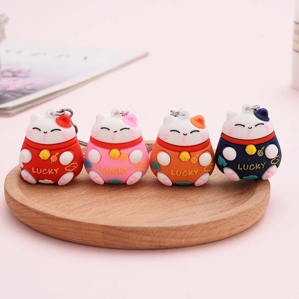 Móc Khóa Hình Mèo May Mắn Ba Chiều Cho Điện Thoại