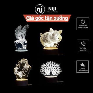 Đèn ngủ led 3D, quà tặng, trang trí, đèn ngủ 03 màu chủ đề Động vật, đế nhựa – chính hãng 𝑵𝑰𝑱𝑰 𝑮𝒊𝒇𝒕