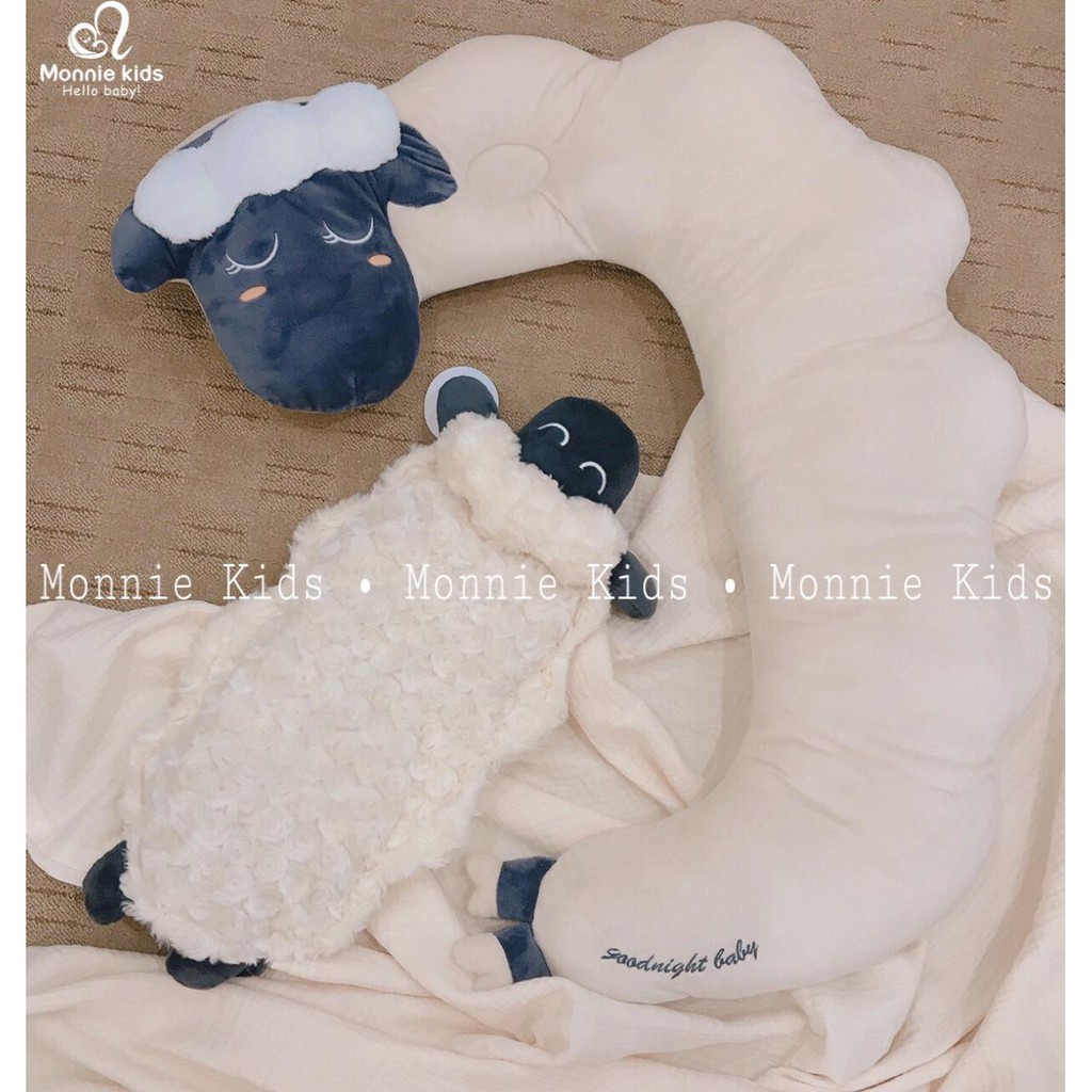 Gối ôm cừu đa năng All In One Goodnight Baby Hàn Quốc (Gối chữ C ngược)