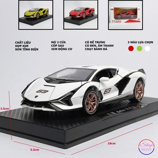Xe mô hình bằng sắt Lamborghini Sian FKP37 TẶNG KÈM BIỂN SỐ kèm đế tỉ lệ 1:32 hãng XHD