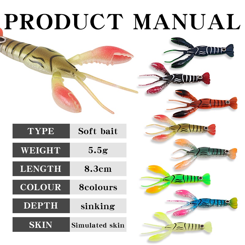 4 Mồi Tôm Giả Câu Cá Bằng Silicone Cao Su Mềm 5.5g-8.3cm