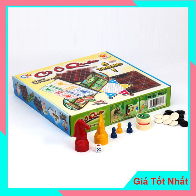 Bộ Cờ 6 trong 1 Ô ăn quan, Cờ vây, Cờ caro, Cờ cá ngựa, Cờ nhảy, Cờ gánh cho bé giải trí và phát triển trí tuệ