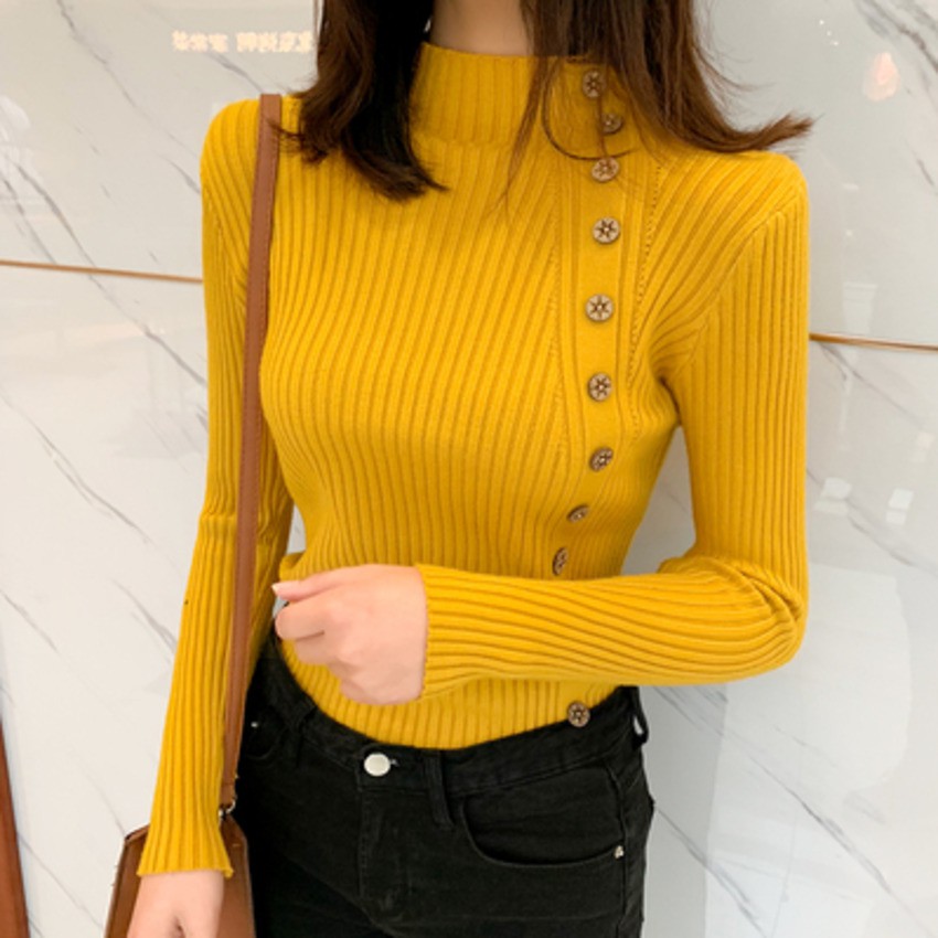 Áo tay dài cổ lọ kiểu dáng thời trang đơn giản dành cho nữ