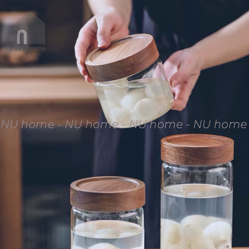 nuhome.vn | Hũ thủy tinh nắp vặn kích thước lớn, lọ thủy tinh đựng đồ khô, mật ong và hạt ngũ cốc với thiết kế đơn giản