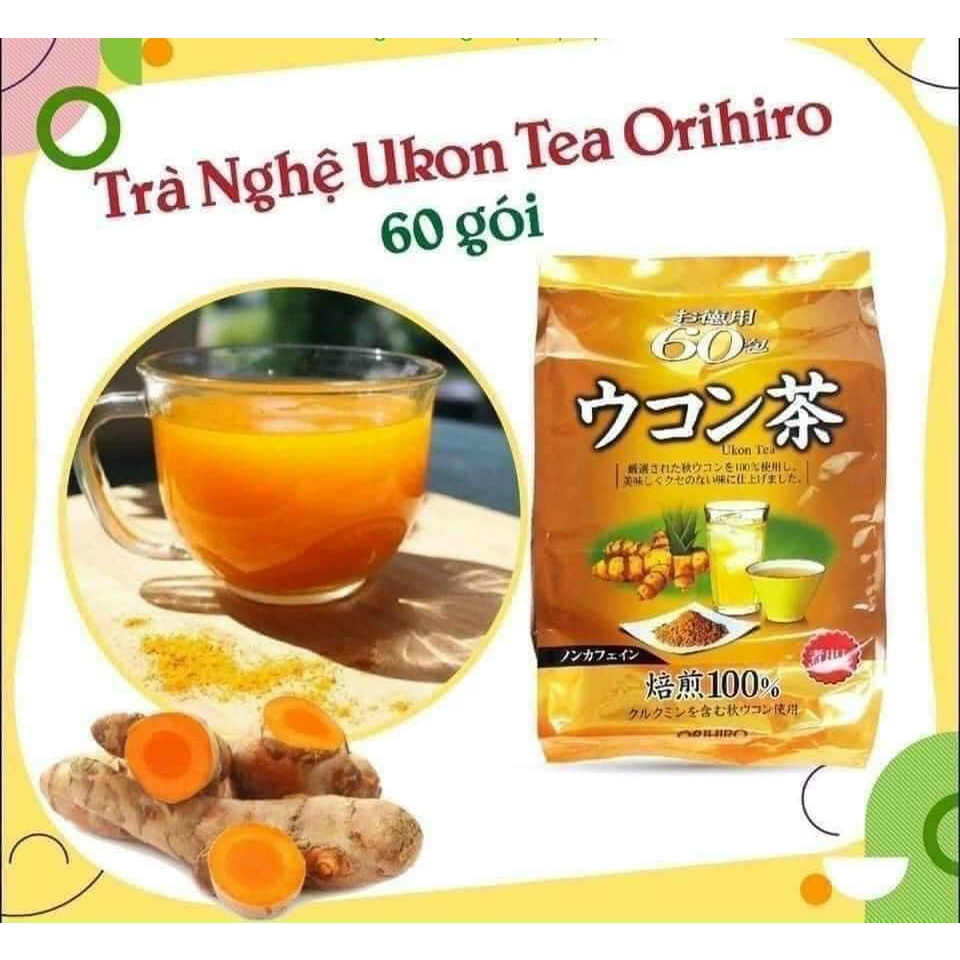 Trà Nghệ Orihiro Thải Độc Gan Bảo Vệ Dạ Dày Ukon Tea Nhật Bản - Túi 60 Gói