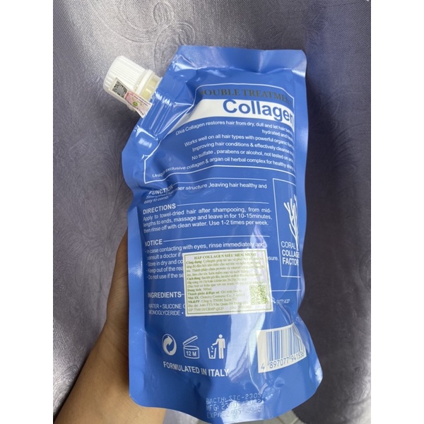 Diva _ Dầu Hấp Ủ Dưỡng Ẩm Phục Hồi Siêu Mềm Mượt Diva Collagen 500ml_ chuẩn tem công ty