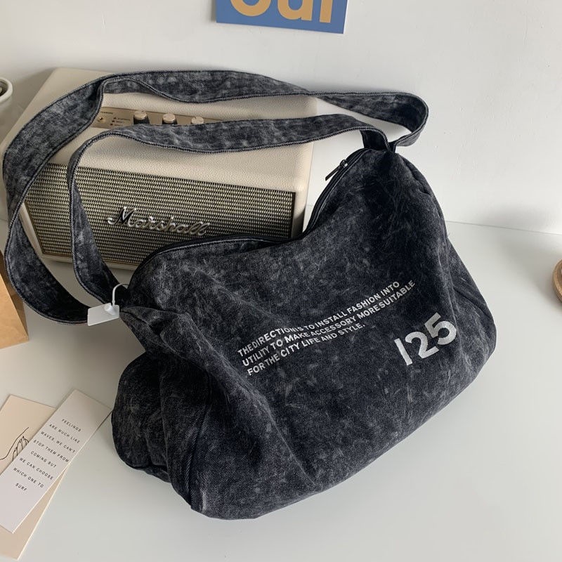 Túi Đeo Vai Chất Liệu Denim Canvas Kích Thước Lớn Phong Cách Hàn Quốc Mới 2022 Cho Nữ