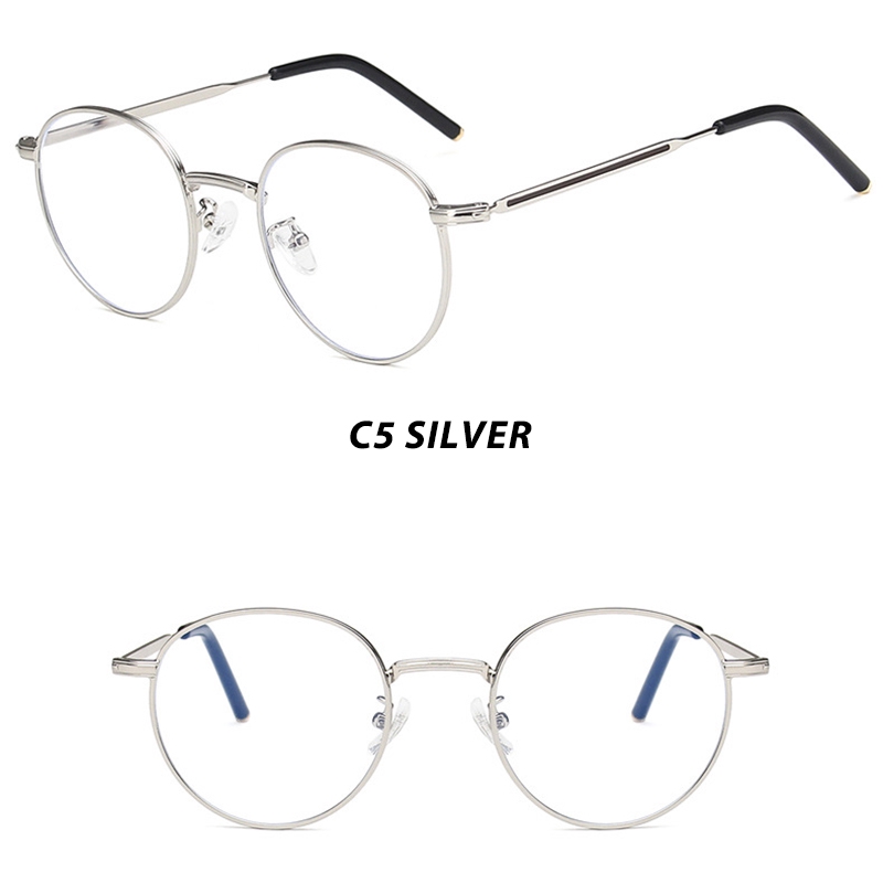 Mắt Kính Chống Cận Thị Màu Xanh Minus0°~-400° Kính Mát Gọng Tròn Thời Trang Hàn Quốc