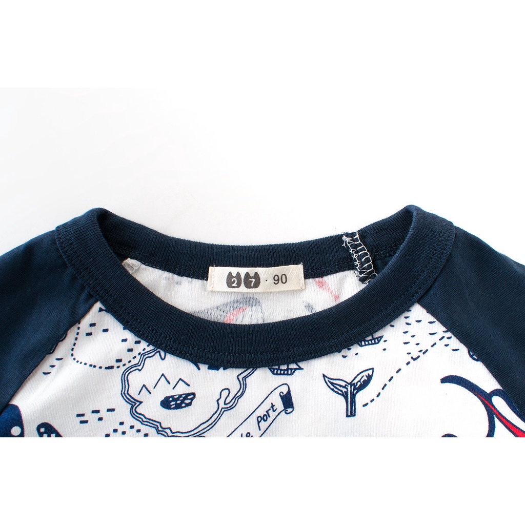 Áo Thun Cotton Tay Ngắn In Cá Mập Hoạt Hình Thời Trang Mùa Hè 3 Màu Dành Cho Trẻ Em