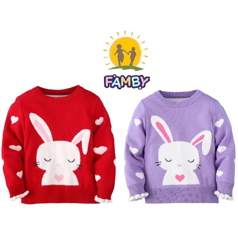 Áo len bé gái 2 lớp hàn quốc xuất dư cho bé 2 đến 7 tuổi famby ngộ nghĩnh