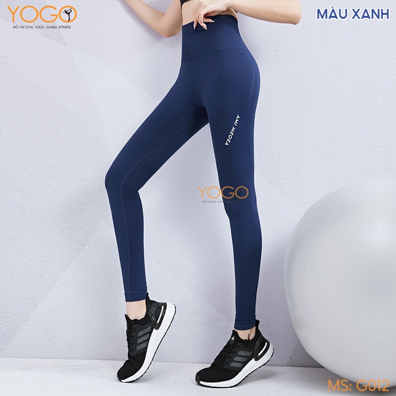 Quần tập gym yoga nữ dáng legging dài thể thao lưng cạp cao nâng mông tôn dáng chất dệt kim co giãn thoải mái YOGO G012