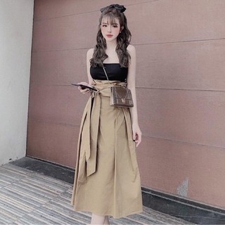 Set áo quây chân váy dài thắt nơ mai phương bùi